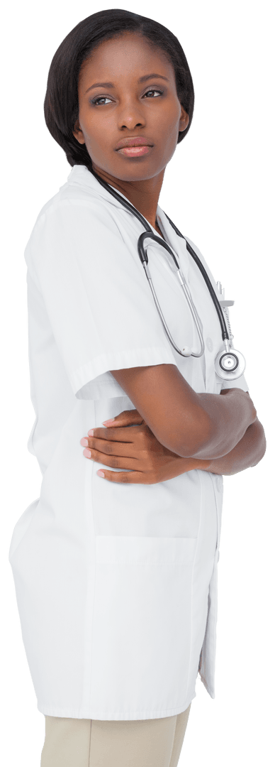 Transparent Background of Confident Nurse with Stethoscope