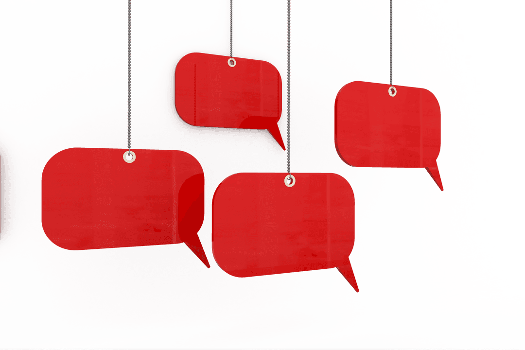 Transparent Red Speech Bubbles Hanging Design
