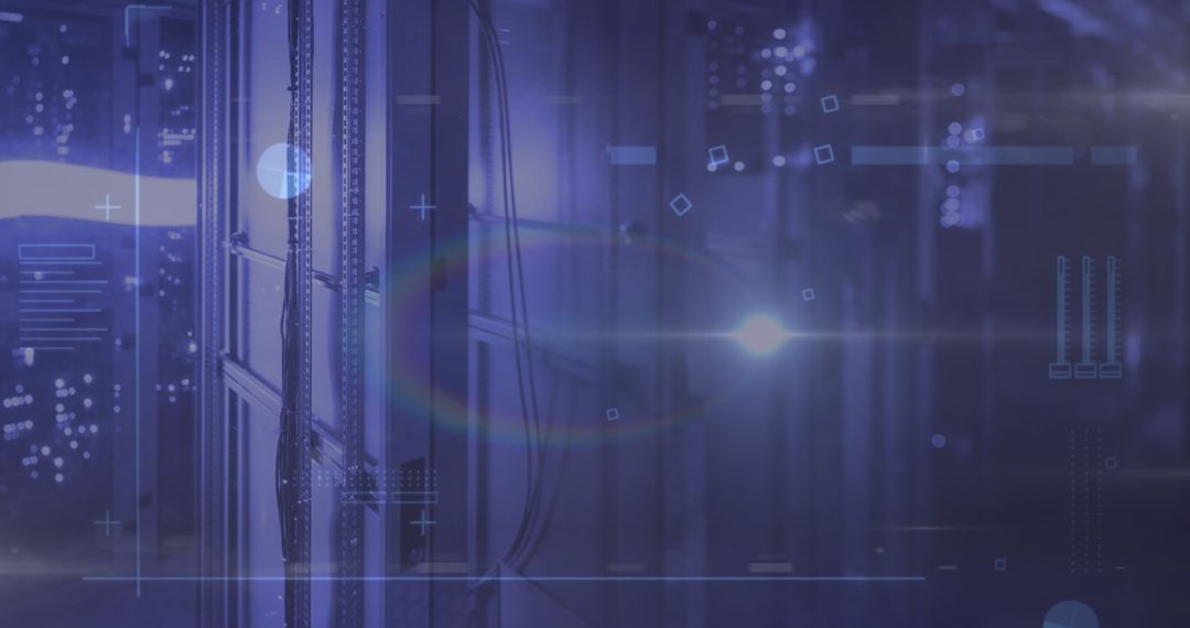 Abstract Digital Technology with Data Network Servers in Blue