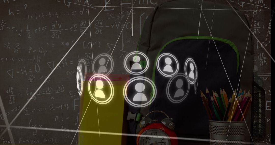 Abstract Digital Overlay on School Supplies and Math Equations