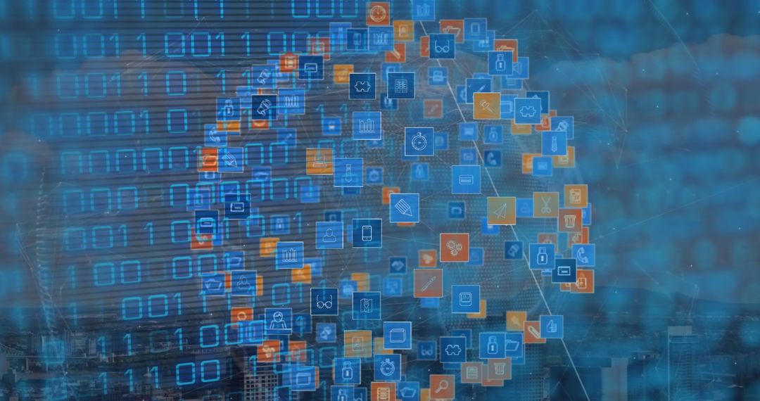 Digital Security Globe With Binary Icons