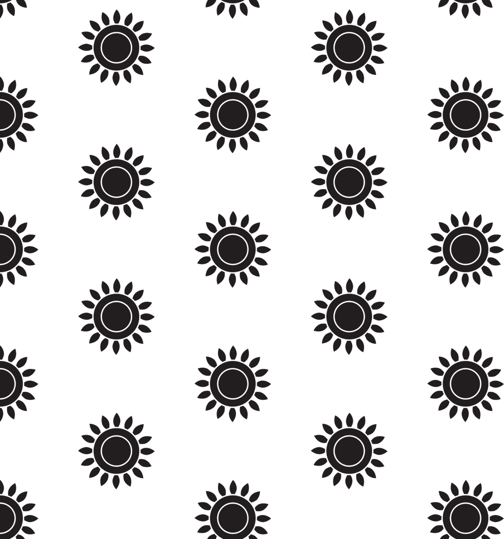 Black Sun Pattern on Transparent Background for Creative Design