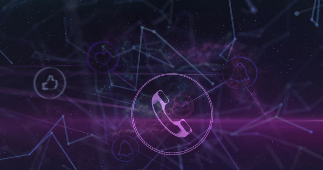 Digital Icons with Plexus Network on Dark Background