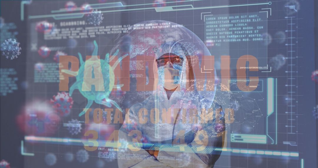 Medical Professional Analyzing COVID-19 Data with PPE Protection