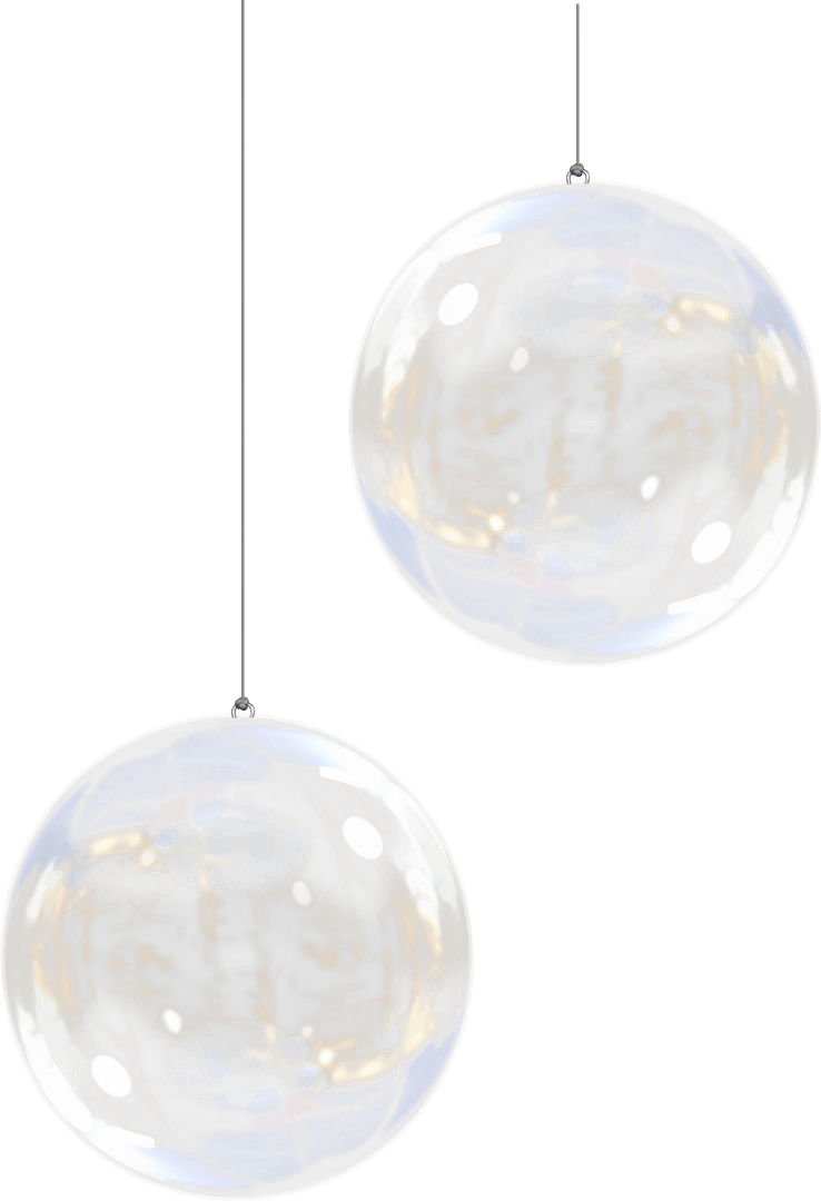 Two Glass Christmas Baubles on Transparent Background