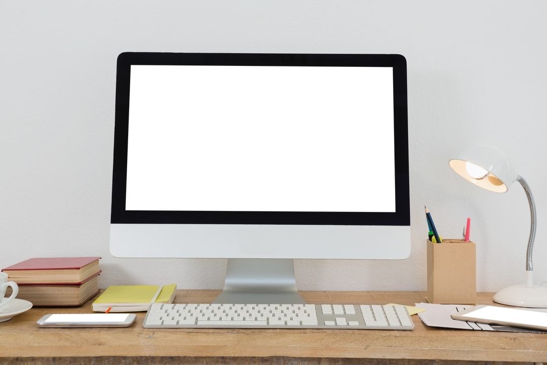 Transparent Office Setup with Desktop PC and Accessories - Download Free Stock Images Pikwizard.com