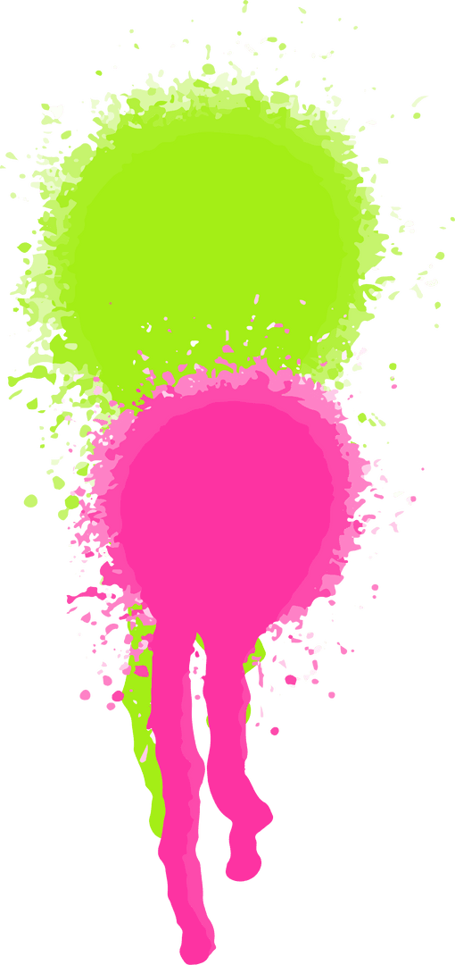 Abstract Neon Green and Pink Paint Splash on Transparent Background