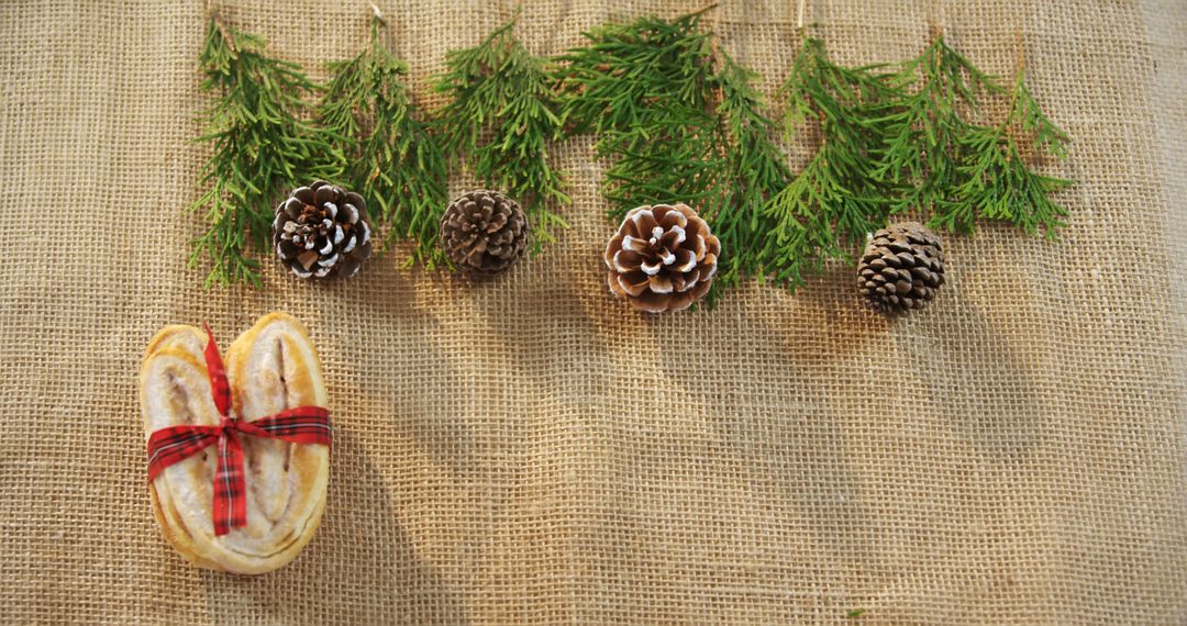 Rustic Holiday Scene with Pine Cones and Fresh Greens - Free Images, Stock Photos and Pictures on Pikwizard.com