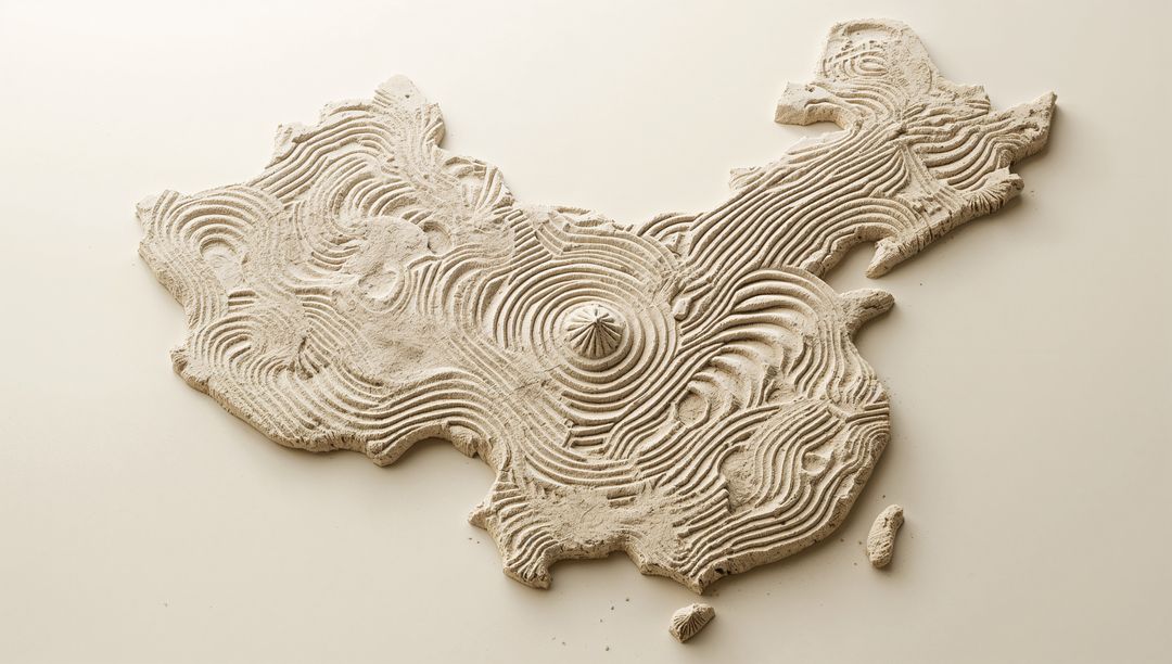 Sand Sculpture of China with Detailed Contour Patterns