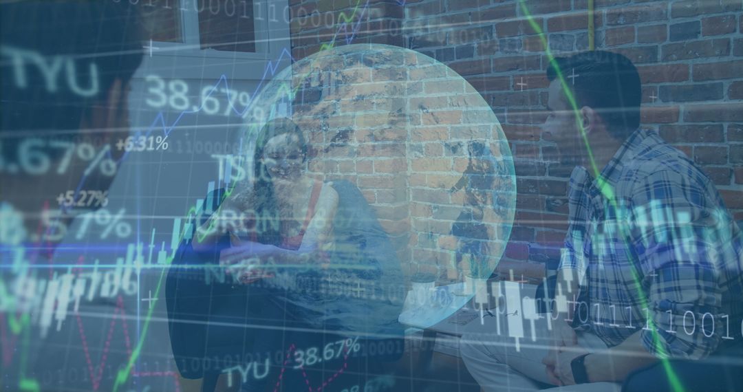 Global business management with overlay of financial data and digital interface