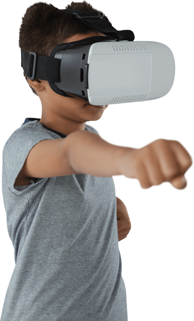 Transparent VR Experience Boy Exploring Virtual Reality
