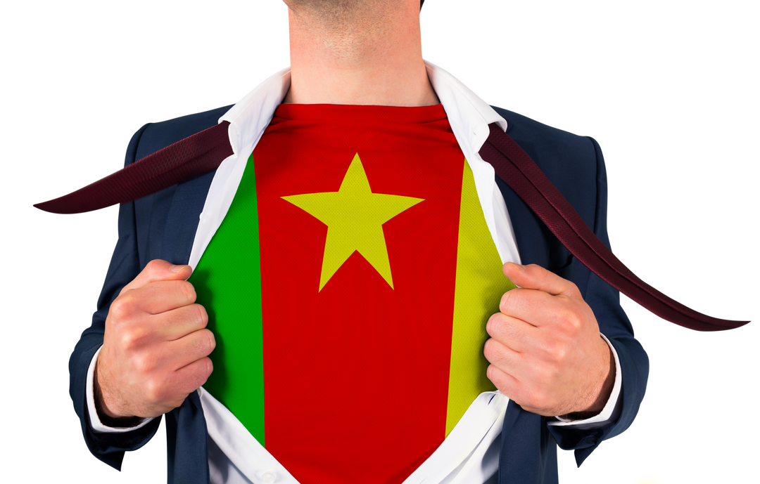 Transparent businessman revealing Cameroon flag on chest - Download Free Stock Images Pikwizard.com