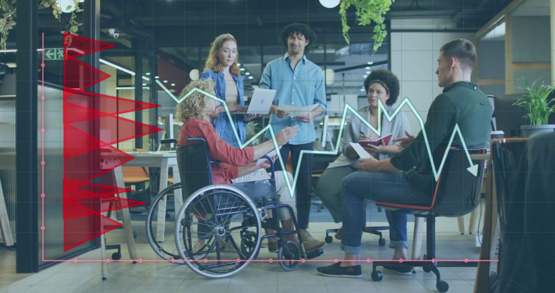 Diverse Team Discussing Financial Trends in Office Environment