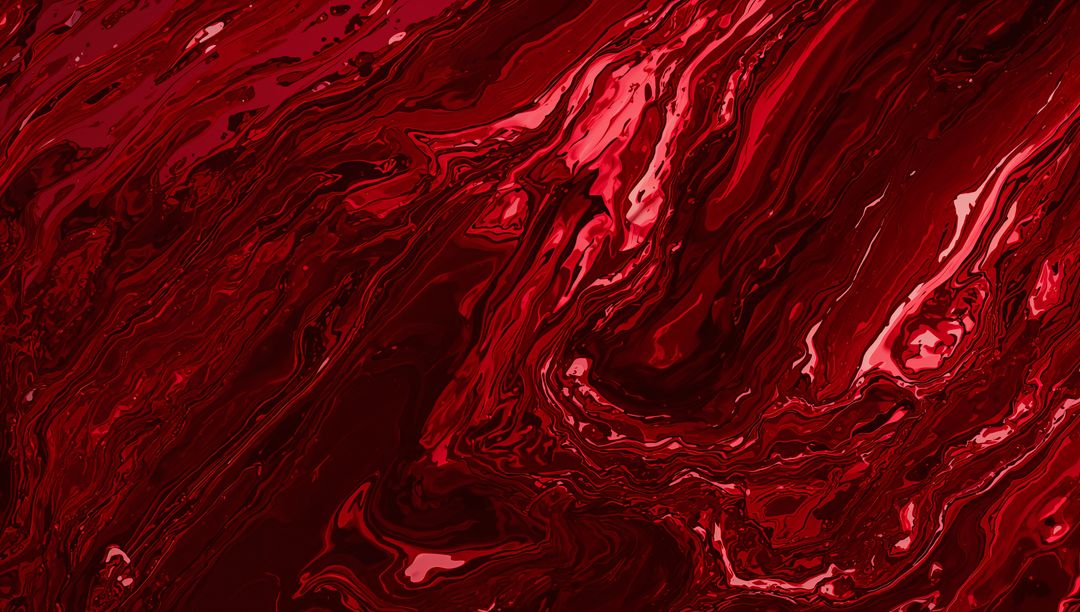 Flowing Crimson Marble Swirls with Glossy Veins and Deep Dark Liquid Texture