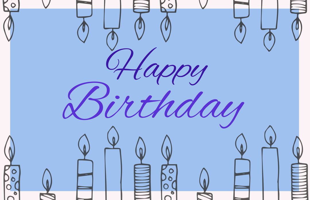 Birthday Card Template with Candle Border and Blue Background - Download Free Stock Templates Pikwizard.com