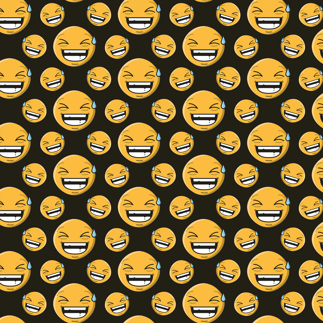 Seamless Smiling Emoji Pattern With Transparent Background