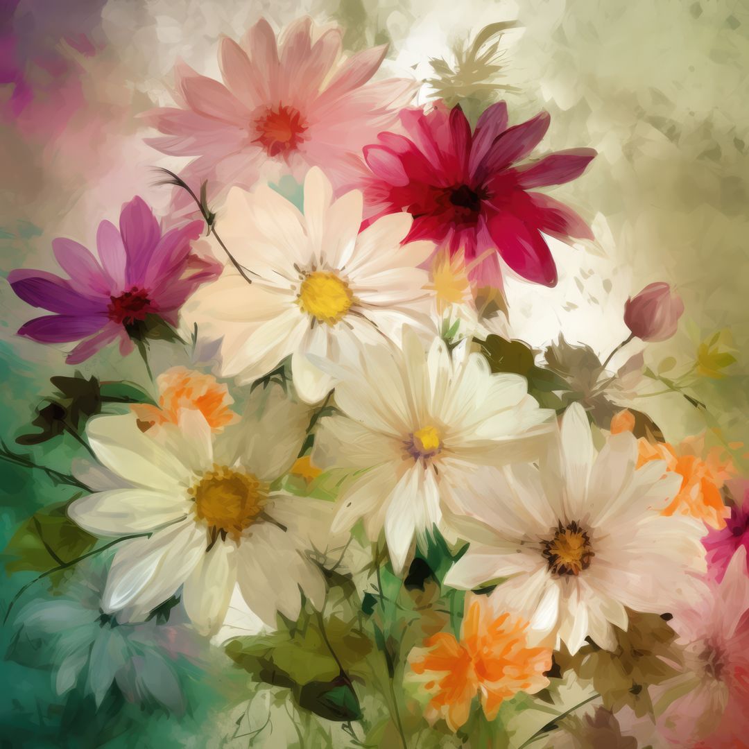Impressionist Painting of Colorful Wildflowers - Free Images, Stock Photos and Pictures on Pikwizard.com