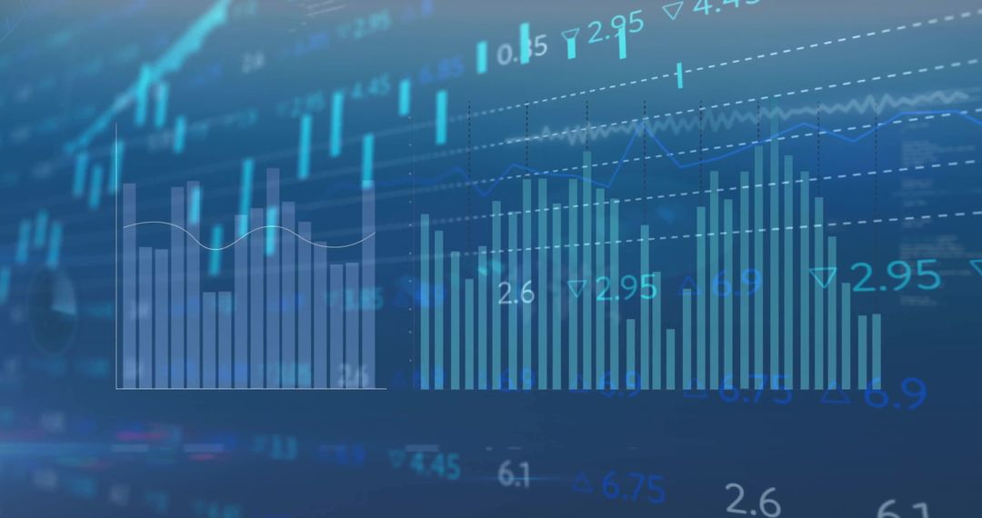 Digital Finance Data and Statistical Graphs on Dark Background