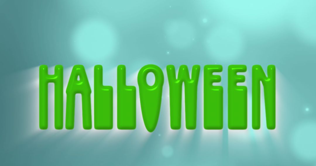 Green Halloween Text on Blue Background with Light Spots