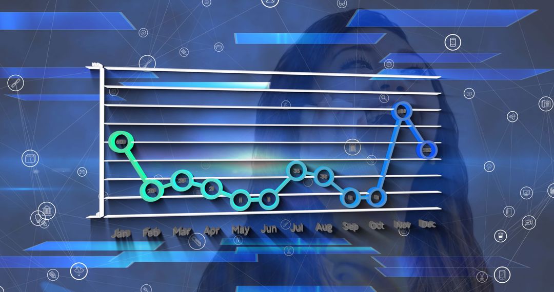 Digital Data Analysis with Futuristic Graph Overlay