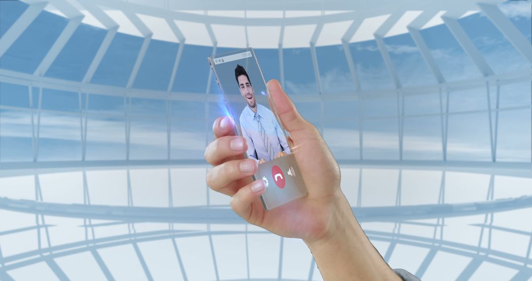 Futuristic Transparent Smartphone Concept with Video Call Interface - Free Images, Stock Photos and Pictures on Pikwizard.com