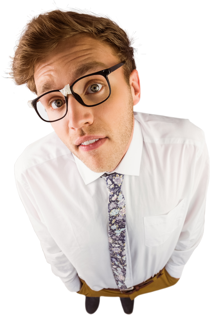 Young Businessman with Glasses and Quirky Expression Transparent - Download Free Stock Images Pikwizard.com