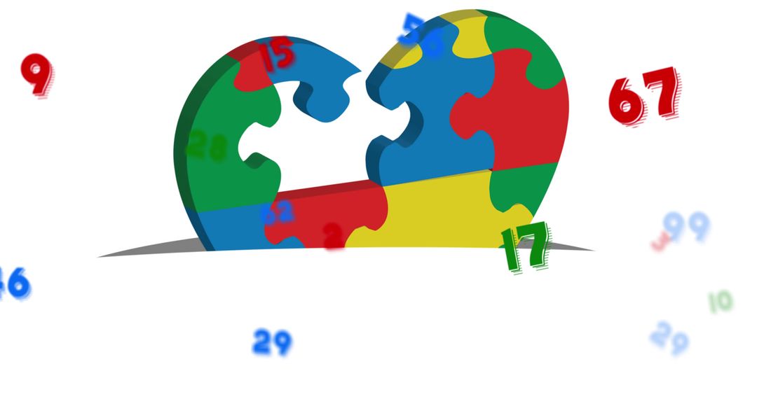 Colorful Heart Shaped Puzzle with Number Elements