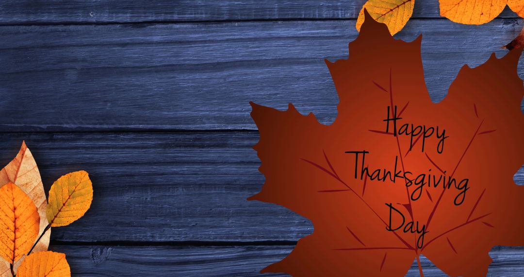 Thanksgiving Maple Leaf Greeting Card on Wooden Surface