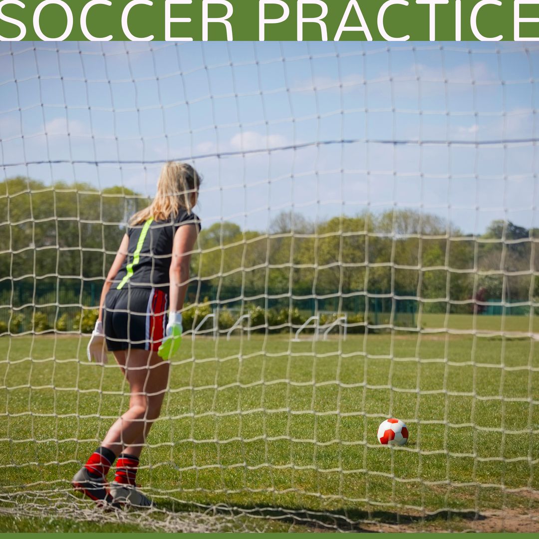 Square image of soccer practice and caucasian girl with ball - Download Free Stock Templates Pikwizard.com