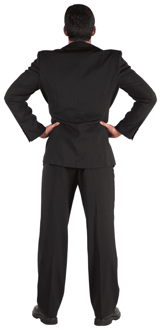Businessman Standing Transparent with Hands on Hips Confident Stance