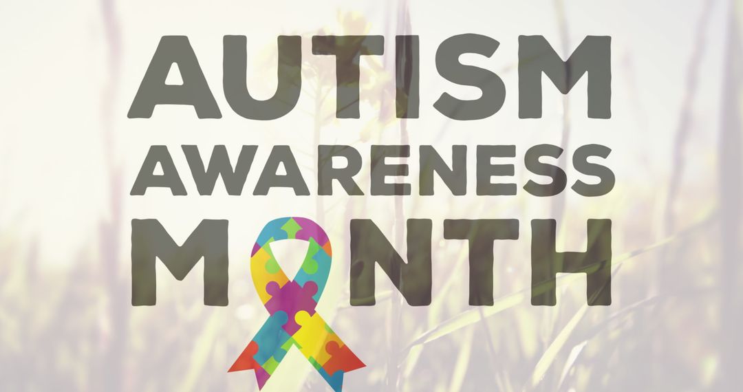 Autism Awareness Month Ribbon Puzzle Creative Composition