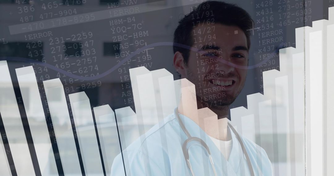 Smiling Doctor with Graph and Data Error Overlay