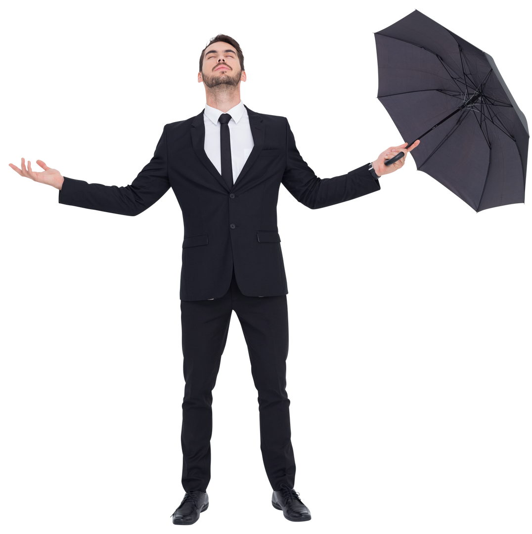 Transparent Businessman Holding Umbrella Extending Open Hand Gesture - Download Free Stock Images Pikwizard.com