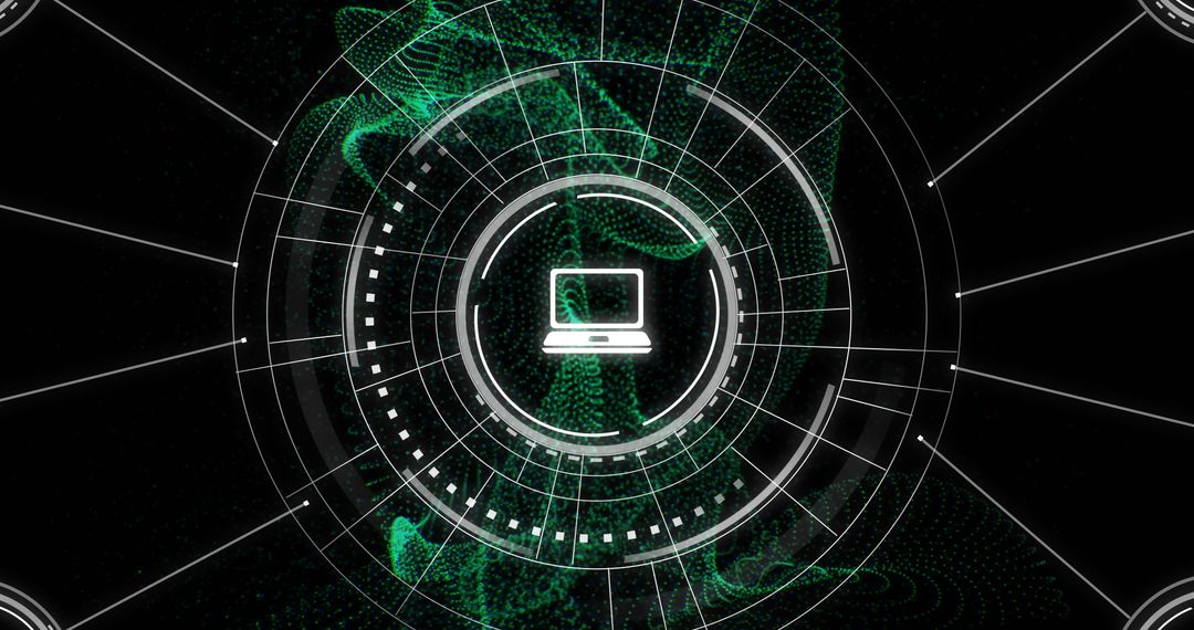 Futuristic Digital Network with Laptop Icon and Data Connections