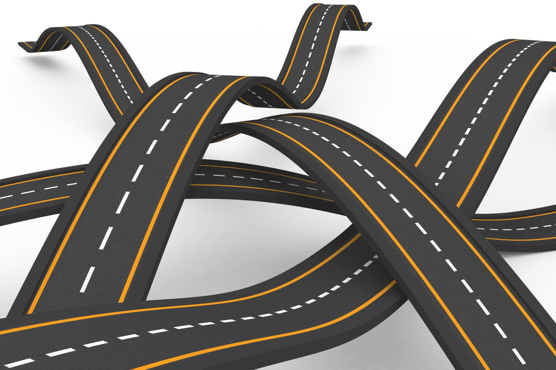 Intersecting Roads on Transparent Background