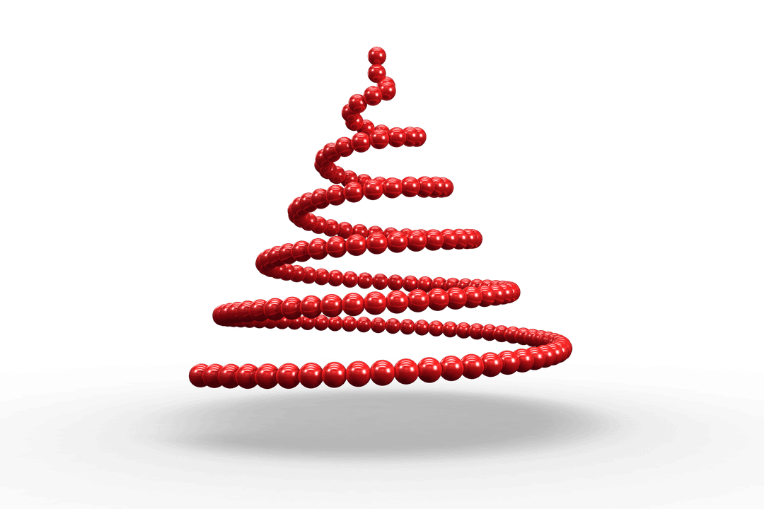 Red Beads Christmas Tree on Transparent Background