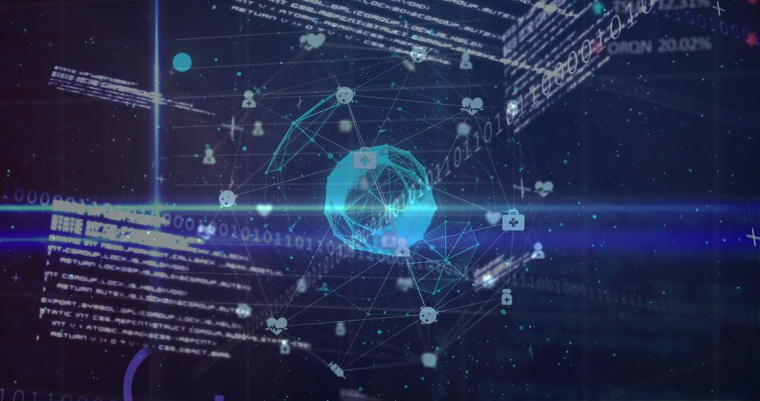 Digital Globe with Data Connections and Network Visualization