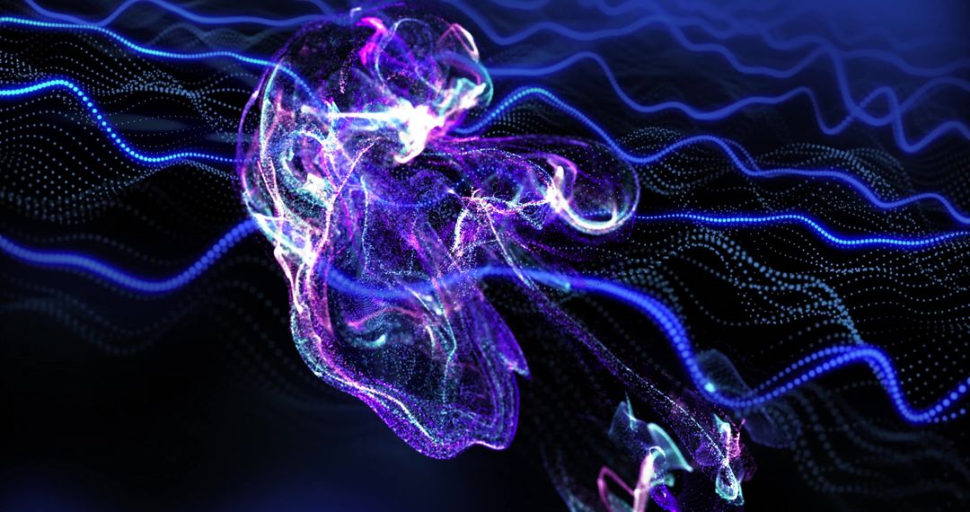 Glowing Neon Entity in Dynamic Digital Space