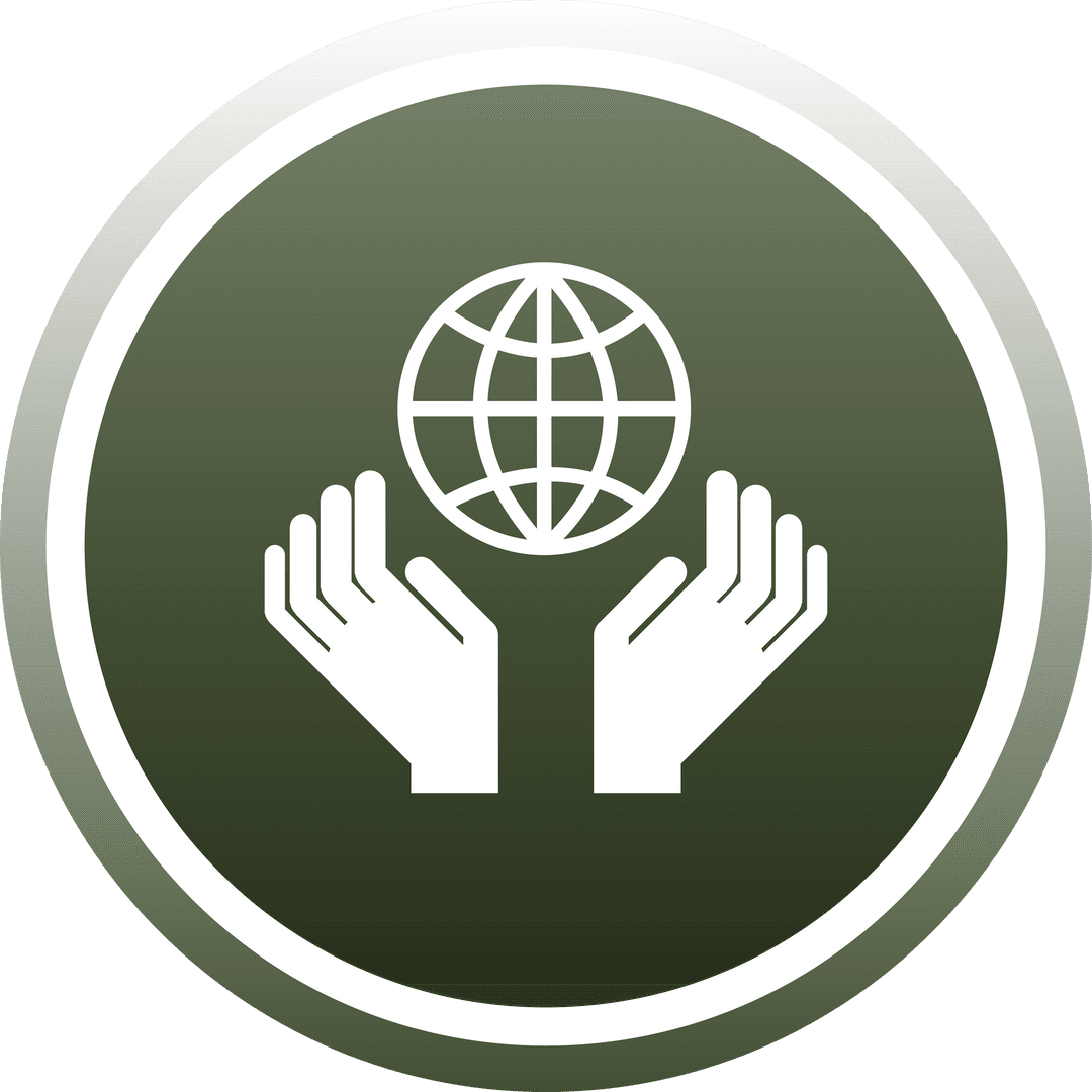 Digital Hands Holding Globe Icon on Transparent Background