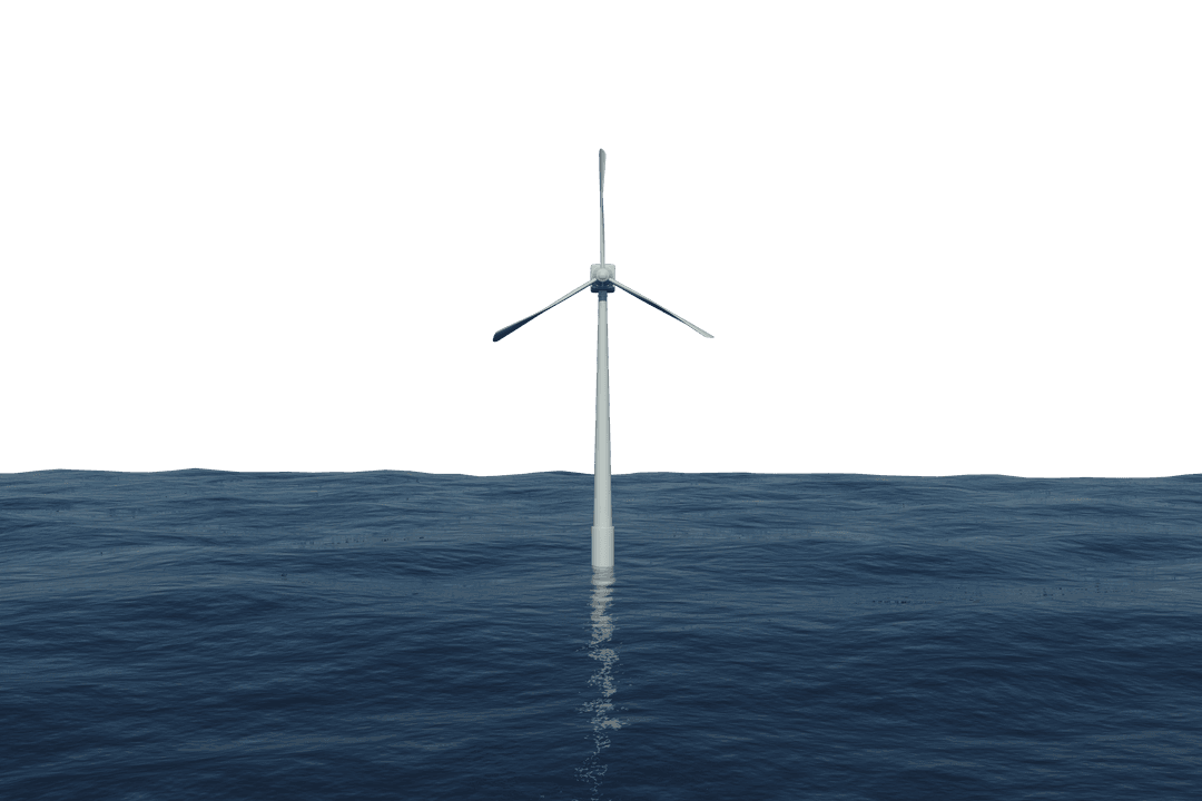Transparent Offshore Wind Turbine on Deep Ocean Illustration
