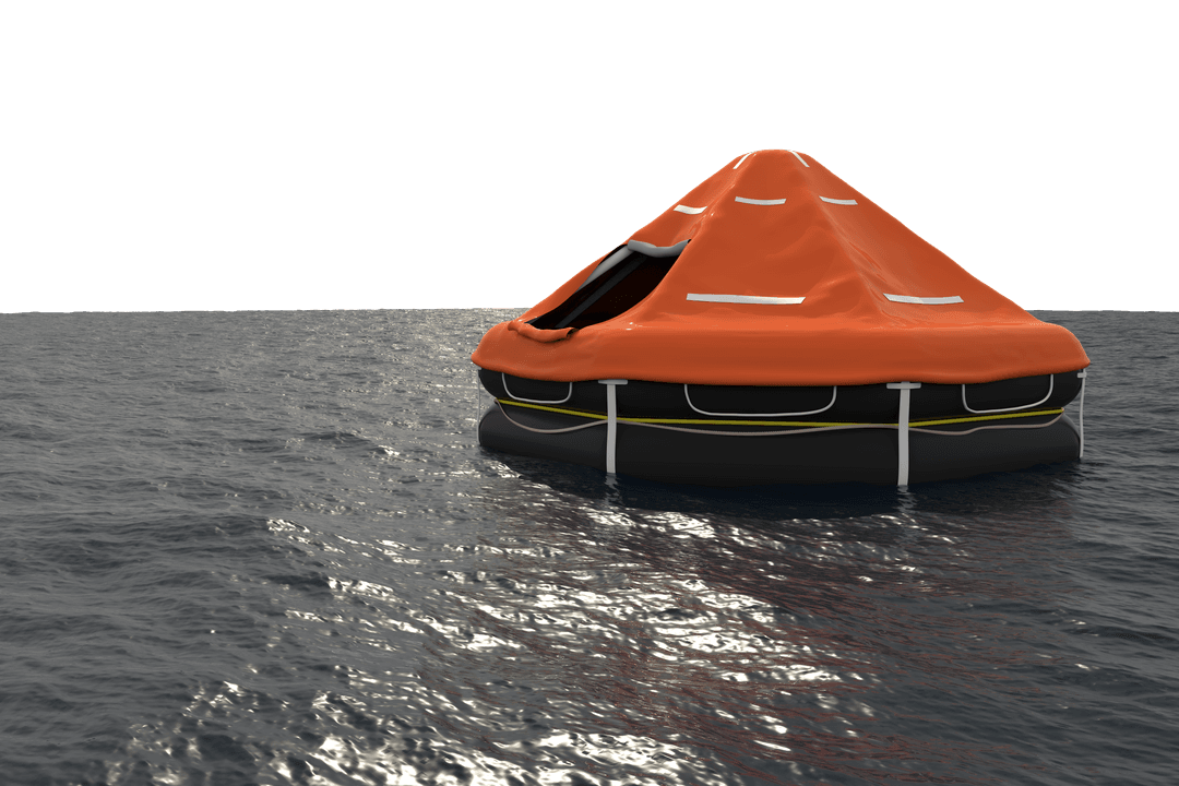 Transparent Background with Orange Pontoon on Ocean Surface