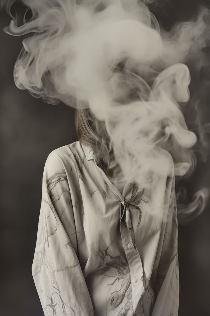 Woman with face covered by smoke on grey background, created using generative ai technology - Free Images, Stock Photos and Pictures on Pikwizard.com