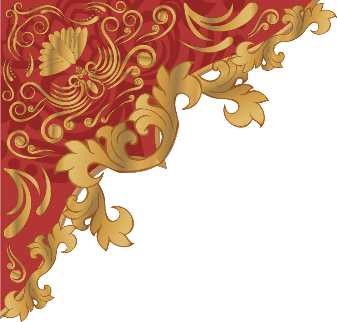 Ornate Baroque Floral Scrollwork on Transparent Background