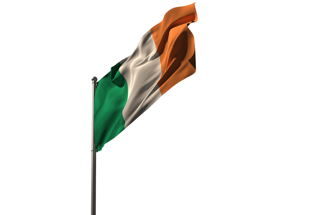 Digital Illustration of Irish Flag with Transparent Background
