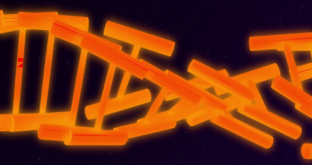 Glowing 3D Double Helix DNA Strand on Black Background