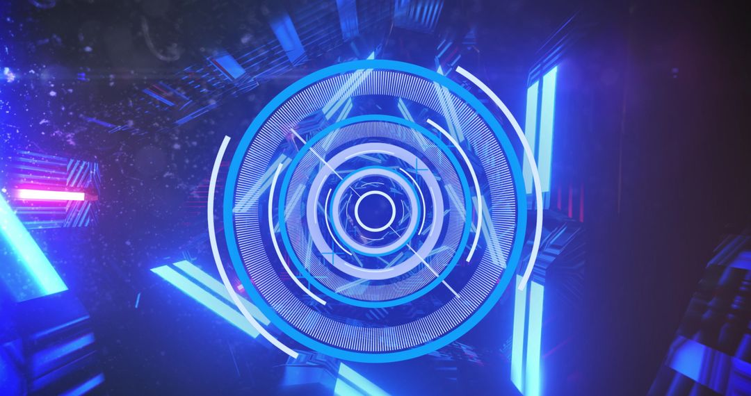 Futuristic Digital Interface with Neon Scanning Lines