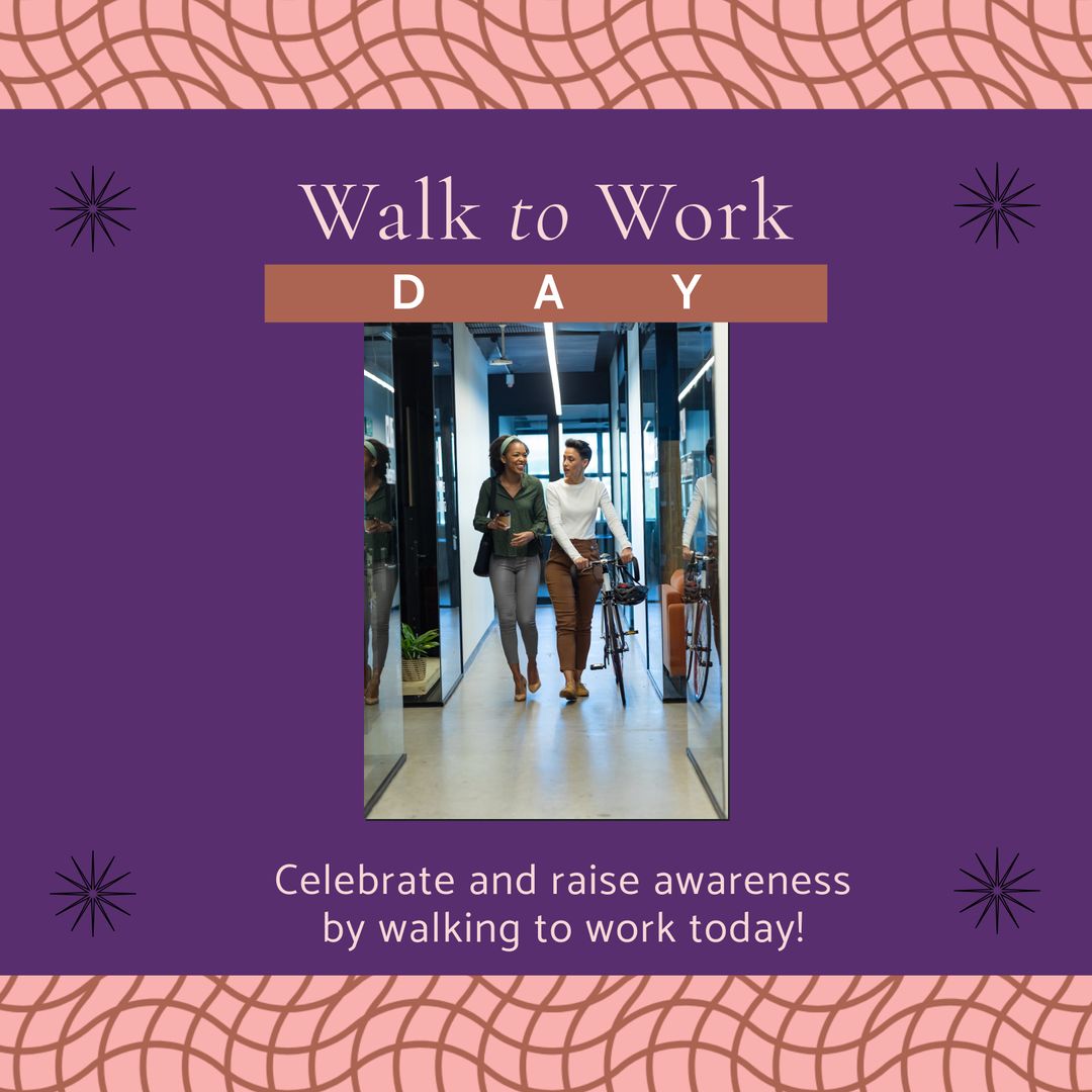 Diverse Professionals Enjoying Walk to Work Day Initiative
