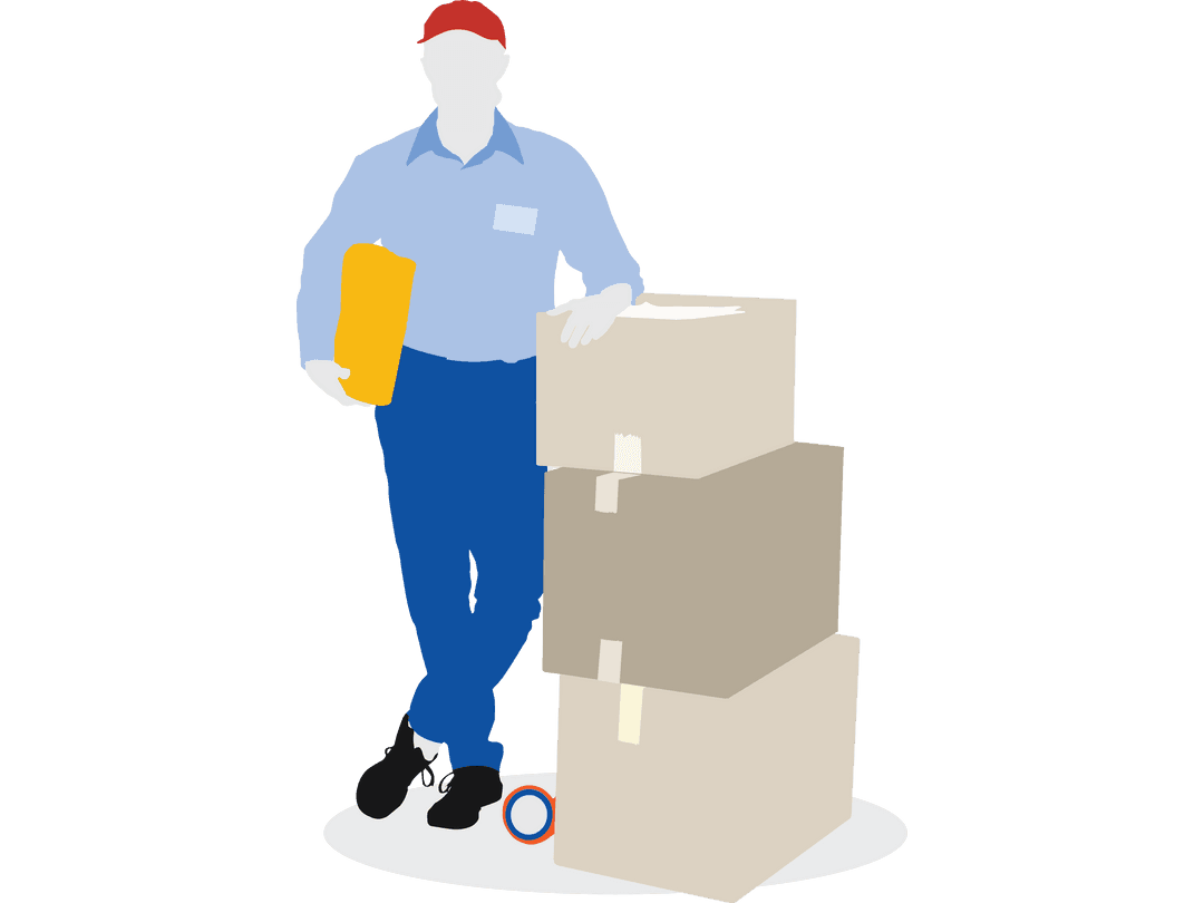 Delivery Man With Boxes on Transparent Background for Shipping Concept