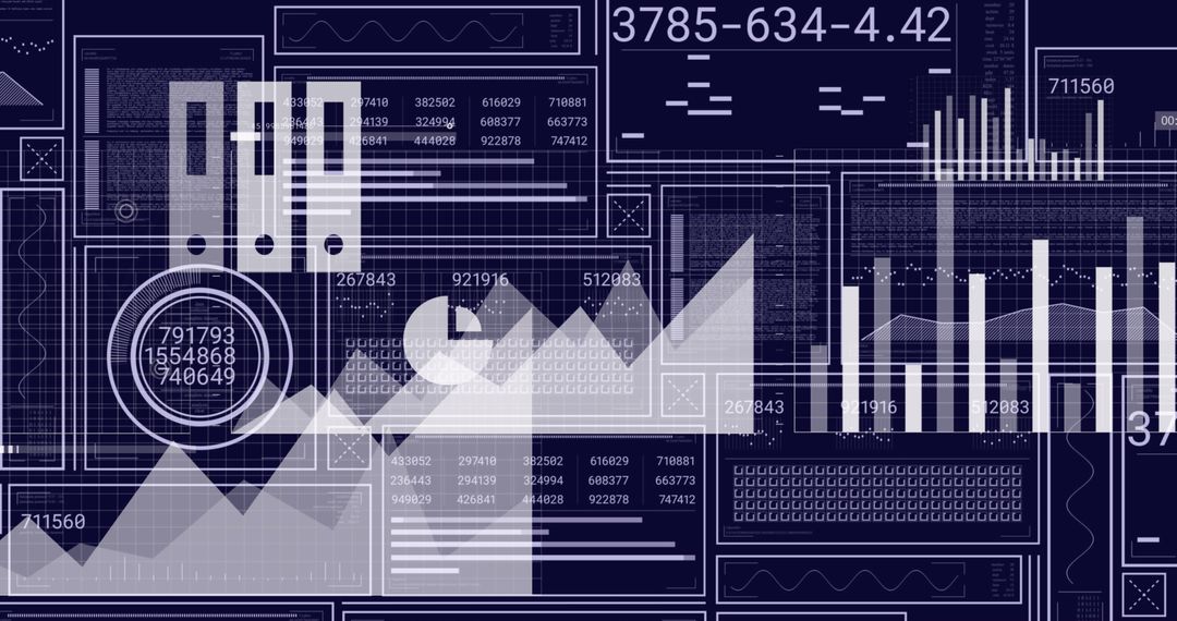 Abstract Digital Data Interface With Graphs and Analytics