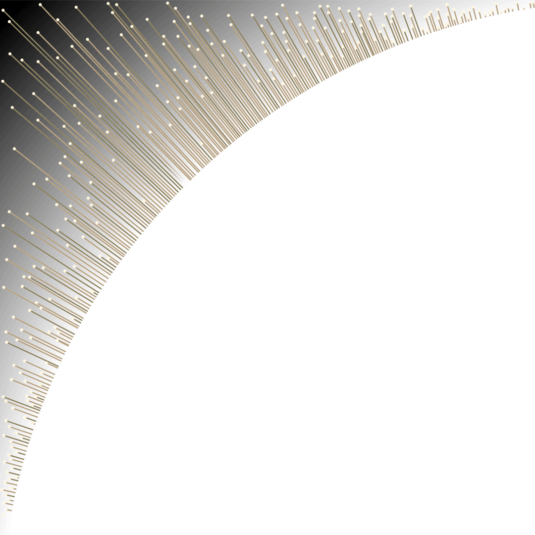 Modern Abstract Teal Arc with Radiating Gold Lines on Transparent Background